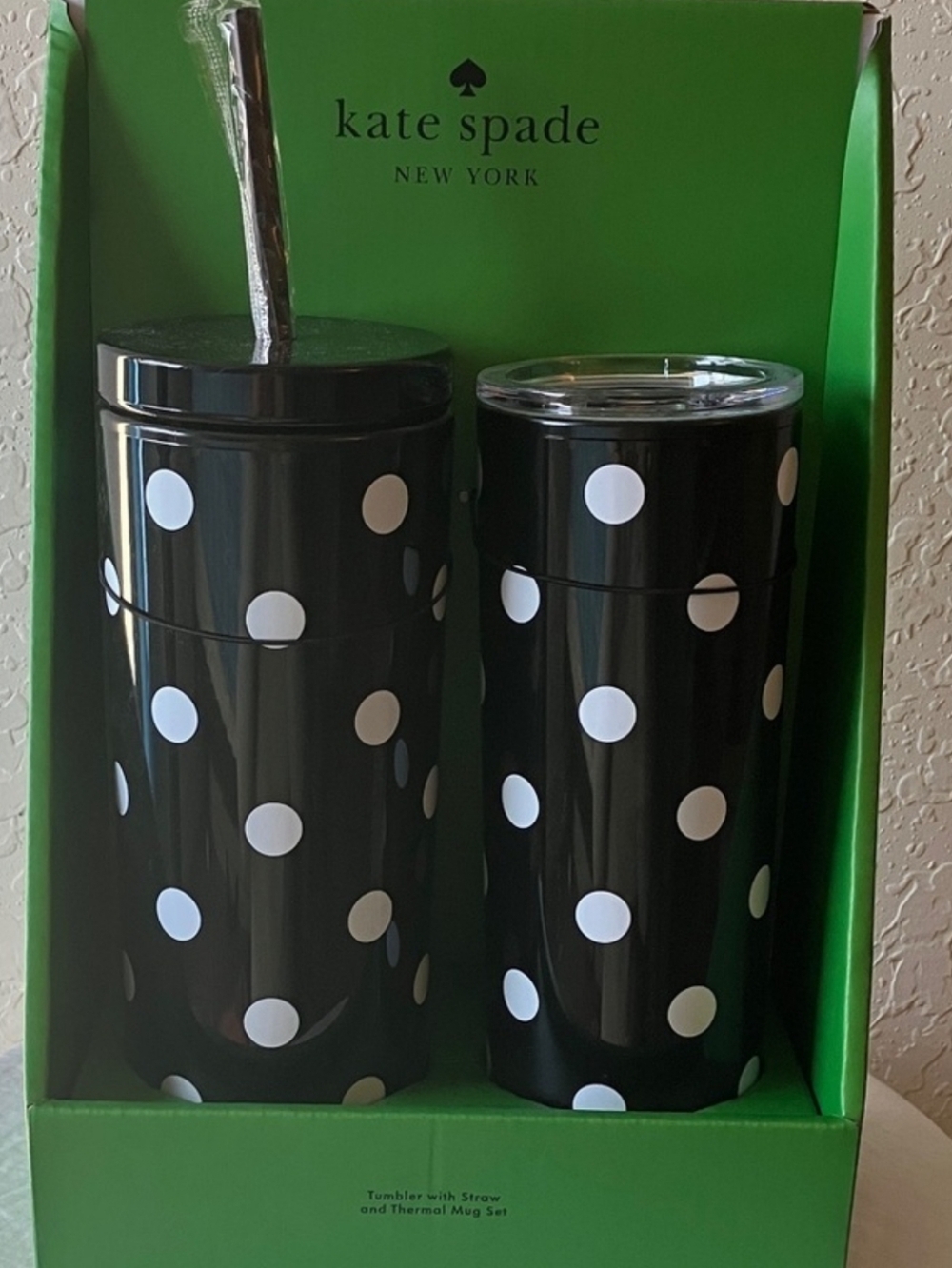 kate spade Black and White Polka Dot Tumbler Duo - Picture 2 of 2
